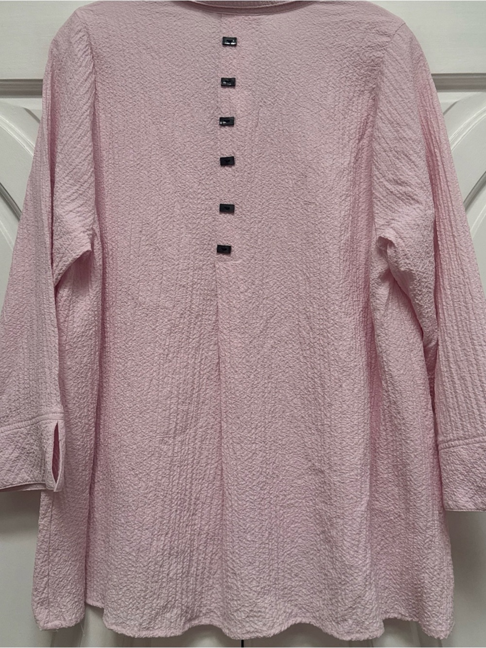 Habitat Light Pink Textured Button-Up Top with Black Buttons - Picture 3 of 8